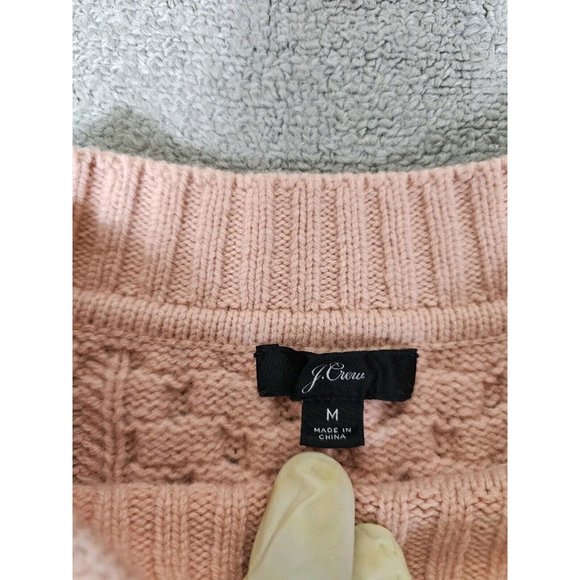 J Crew Cable knit Patchwork Tunic Sweater Womens Medium Pink Wool Blend Casual - Picture 14 of 14